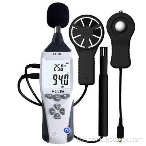 Multifunctional Environment Meter for Light, Sound Level, Humidity, Temperature and Wind Speed